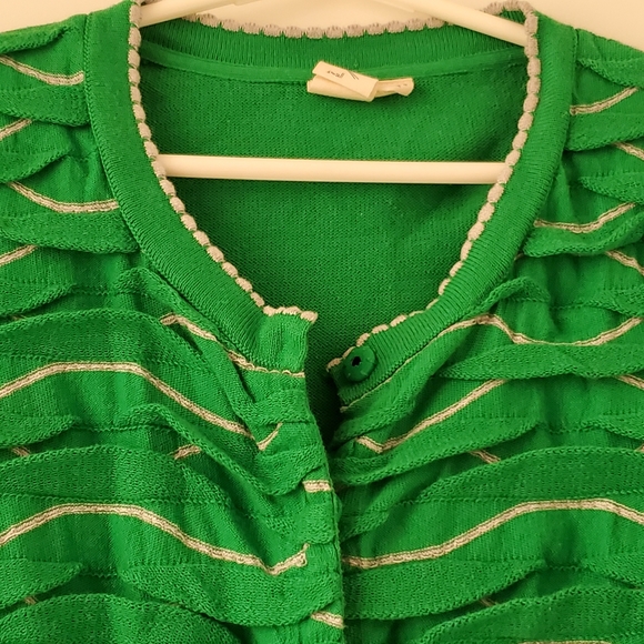 Anthropologie green button up cardigan sz small - Picture 3 of 5